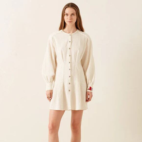 NWT Alix of Bohemia Quincy Sun Snow Mini Dress in Cream Snow Size: Large - Picture 1 of 9